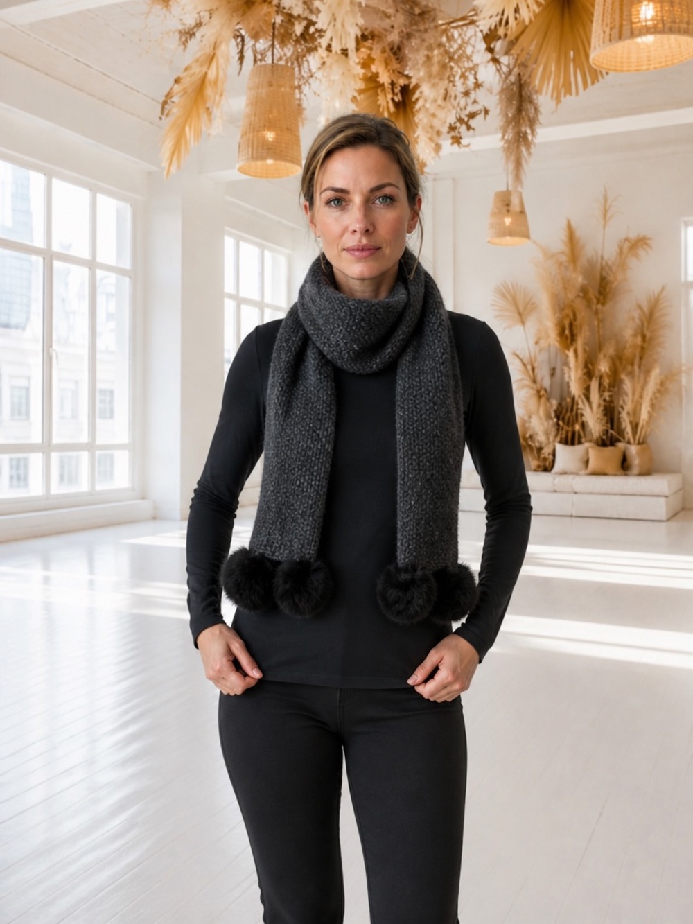 🆕UGG QUATRO POM CASHMERE SCARF